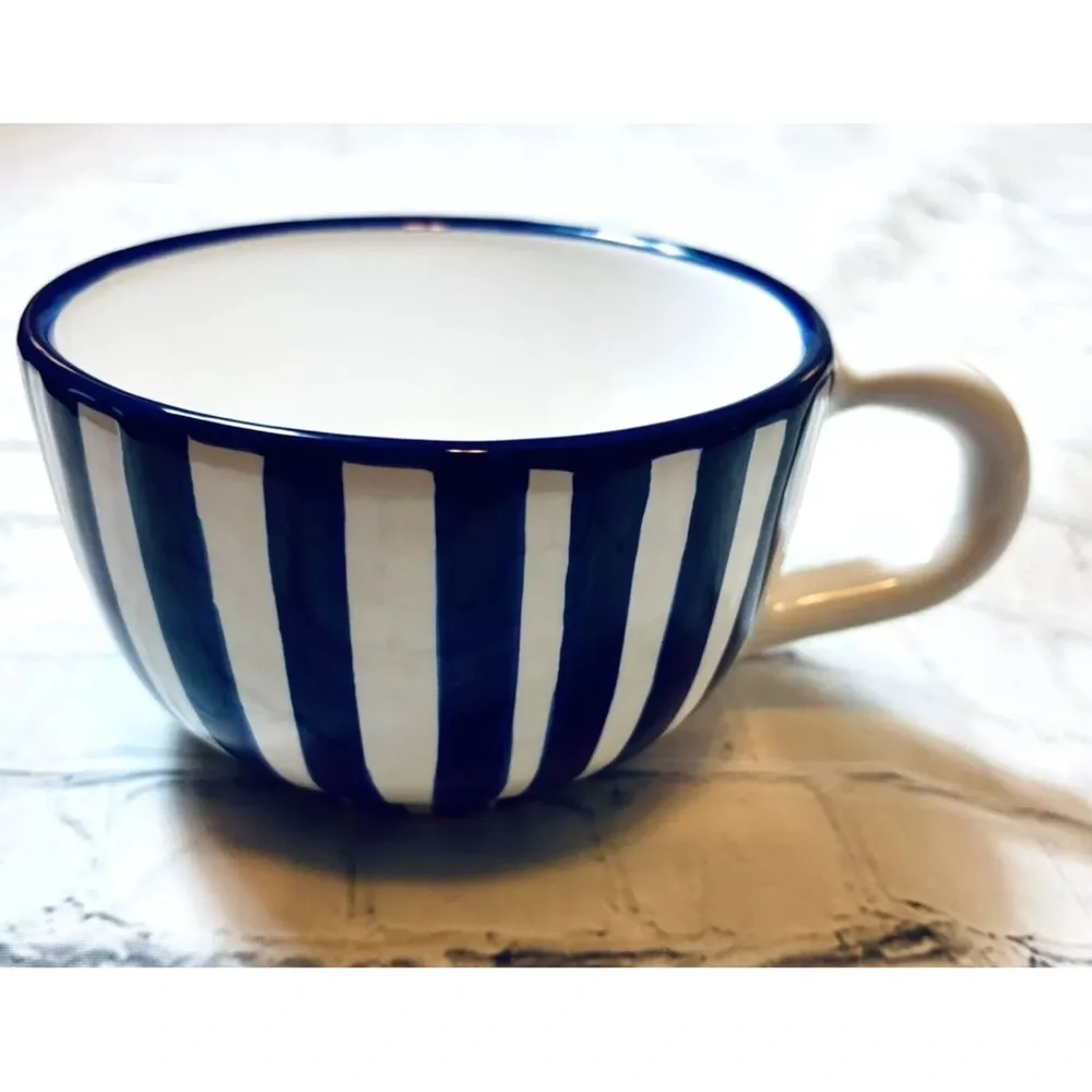 City To Cottage London Handmade Ceramic Blue Striped Mug XL 17.5oz
